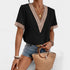 Gleame.-T-shirts & hemden-Gleame Tops - V-hals tops met korte mouwen voor dames