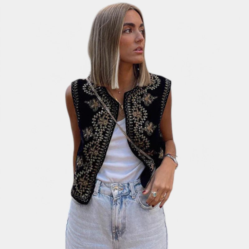 Gleame.-T-shirts &amp; hemden-Gleame Vest - Elegant geborduurd vest met stijlvolle details