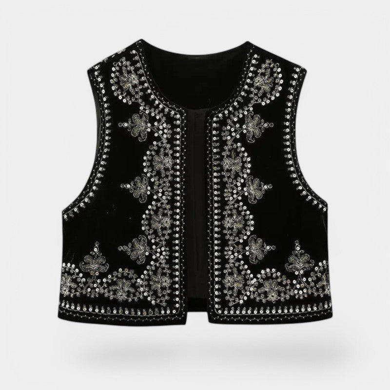 Gleame.-T-shirts &amp; hemden-Gleame Vest - Elegant geborduurd vest met stijlvolle details