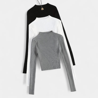 Gleame.-T-shirts &amp; hemden-Gleame trui - ribgebreide basislaag met opstaande kraag en stretch