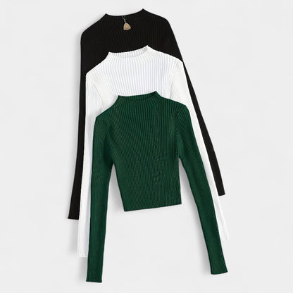 Gleame.-T-shirts &amp; hemden-Gleame trui - ribgebreide basislaag met opstaande kraag en stretch