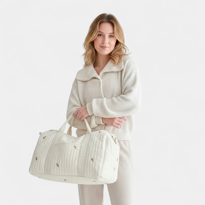 Gleame.-Tote Bag-Gleame Dames Reistas – Gewatteerde tas met ritssluiting en geborduurd dessin