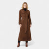 Gleame.-Trenchcoat-Gleame | Dames trenchcoat van suède met knoopsluiting en ceintuur in de taille