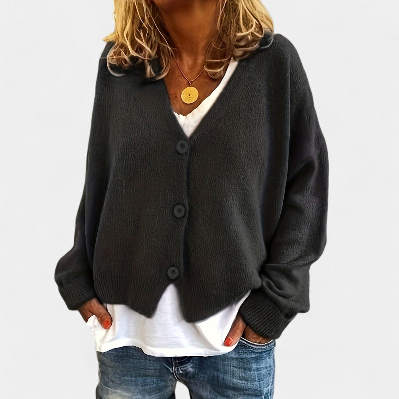 Gleame.-Truien &amp; Vesten-Gleame Cardigan - Casual V-hals cardigan met knopen en lange mouwen