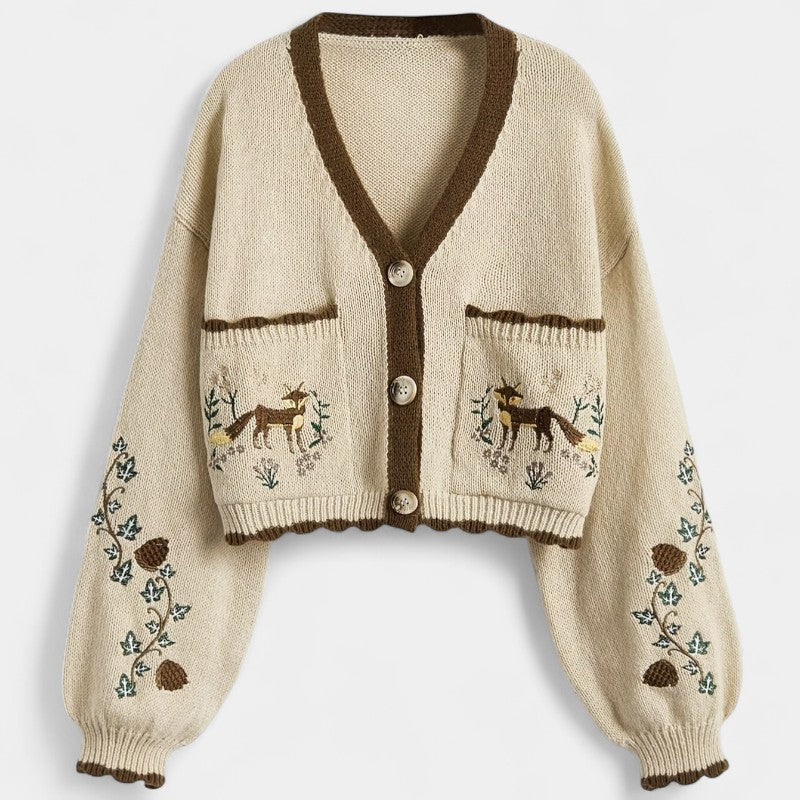 Gleame.-Truien &amp; Vesten-Gleame Cardigan - Casual cardigan met bloemenpatroon en knoopsluiting