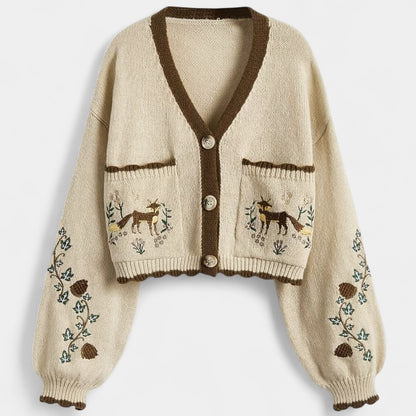 Gleame.-Truien &amp; Vesten-Gleame Cardigan - Casual cardigan met bloemenpatroon en knoopsluiting