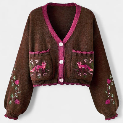 Gleame.-Truien &amp; Vesten-Gleame Cardigan - Casual cardigan met bloemenpatroon en knoopsluiting