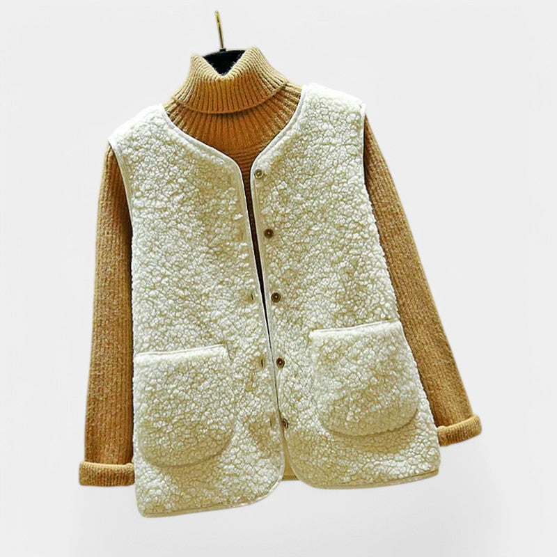 Gleame.-Truien &amp; Vesten-Gleame Cardigan - Dames mouwloze lamswol cardigan voor een comfortabele look