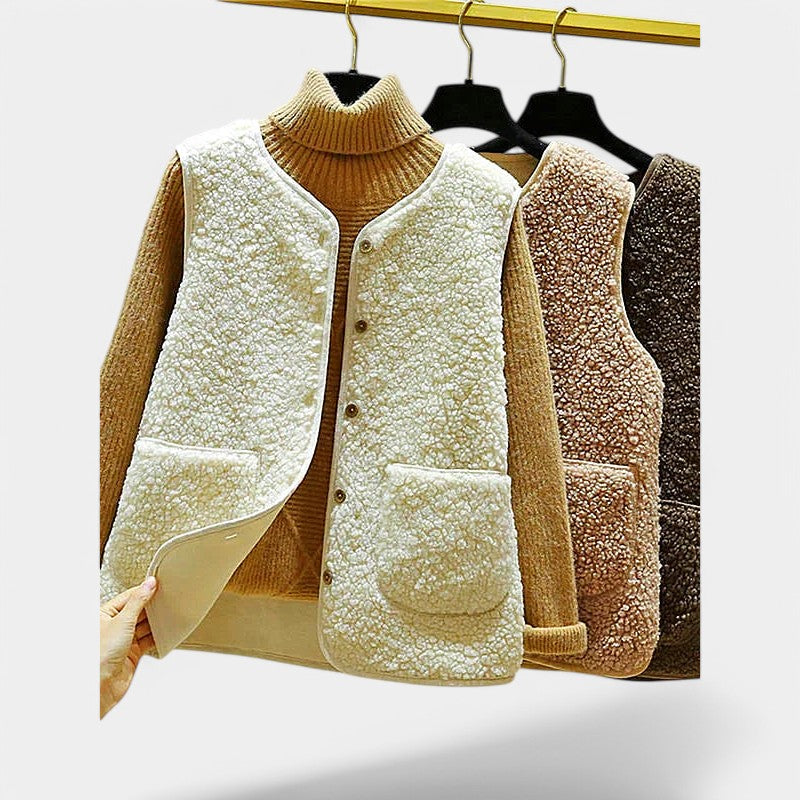 Gleame.-Truien &amp; Vesten-Gleame Cardigan - Dames mouwloze lamswol cardigan voor een comfortabele look
