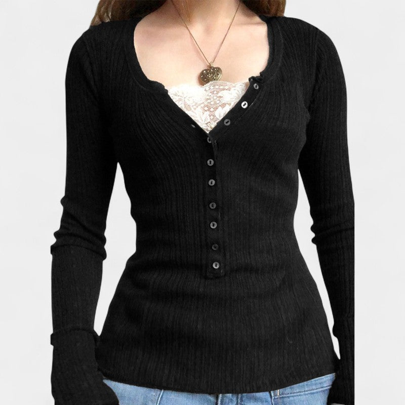 Gleame.-Truien &amp; Vesten-Gleame Cardigan - Vintage knit cardigan met knopen en geometrisch patroon