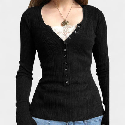 Gleame.-Truien &amp; Vesten-Gleame Cardigan - Vintage knit cardigan met knopen en geometrisch patroon