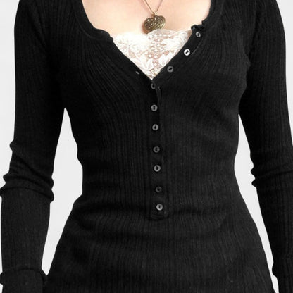 Gleame.-Truien &amp; Vesten-Gleame Cardigan - Vintage knit cardigan met knopen en geometrisch patroon