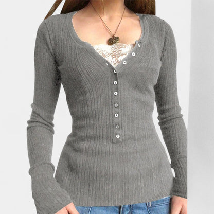 Gleame.-Truien &amp; Vesten-Gleame Cardigan - Vintage knit cardigan met knopen en geometrisch patroon