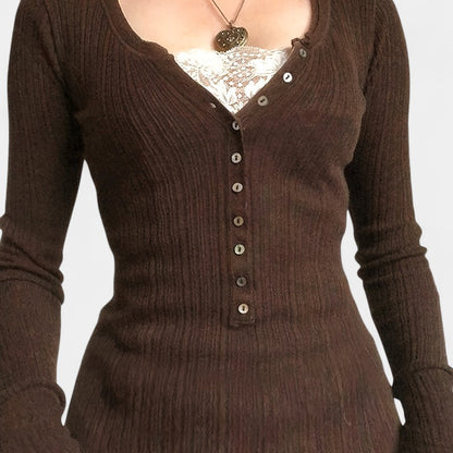 Gleame.-Truien &amp; Vesten-Gleame Cardigan - Vintage knit cardigan met knopen en geometrisch patroon
