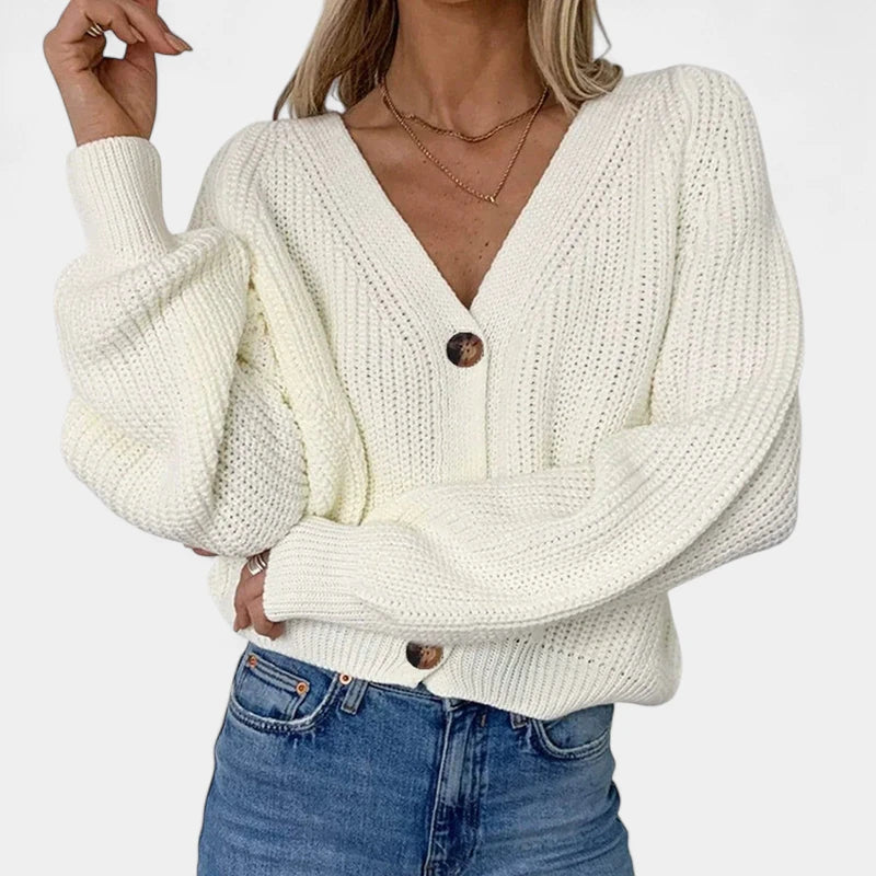 Gleame.-Truien &amp; Vesten-Gleame Dames Cardigan - V-hals vest met knoopsluiting