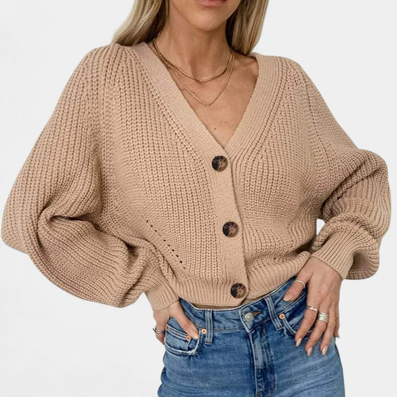 Gleame.-Truien &amp; Vesten-Gleame Dames Cardigan - V-hals vest met knoopsluiting