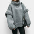 Gleame.-Truien & Vesten-Gleame Dames Trui – Oversized gebreide trui met col en lange mouwen