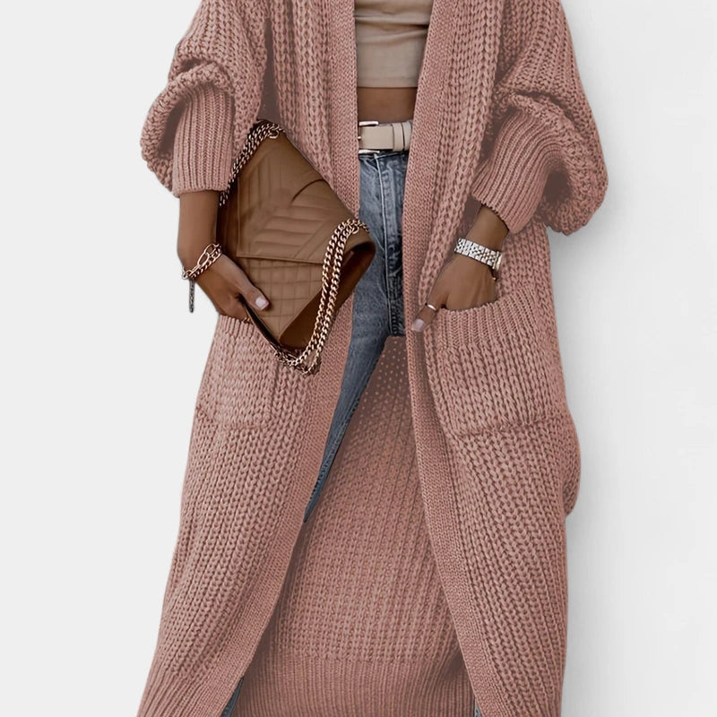 Gleame.-Truien &amp; Vesten-Gleame Dames cardigan - Lange gebreide cardigan met zakken en lange mouwen