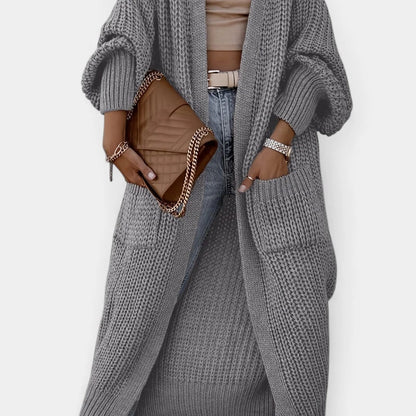 Gleame.-Truien &amp; Vesten-Gleame Dames cardigan - Lange gebreide cardigan met zakken en lange mouwen