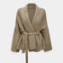 Gleame.-Truien & Vesten-Gleame Damescardigan - Gebreide oversized cardigan met riem in neutrale kleur