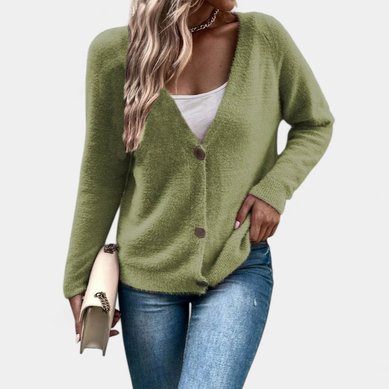 Gleame.-Truien &amp; Vesten-Gleame Damescardigan - V-hals knoopsluiting cardigan