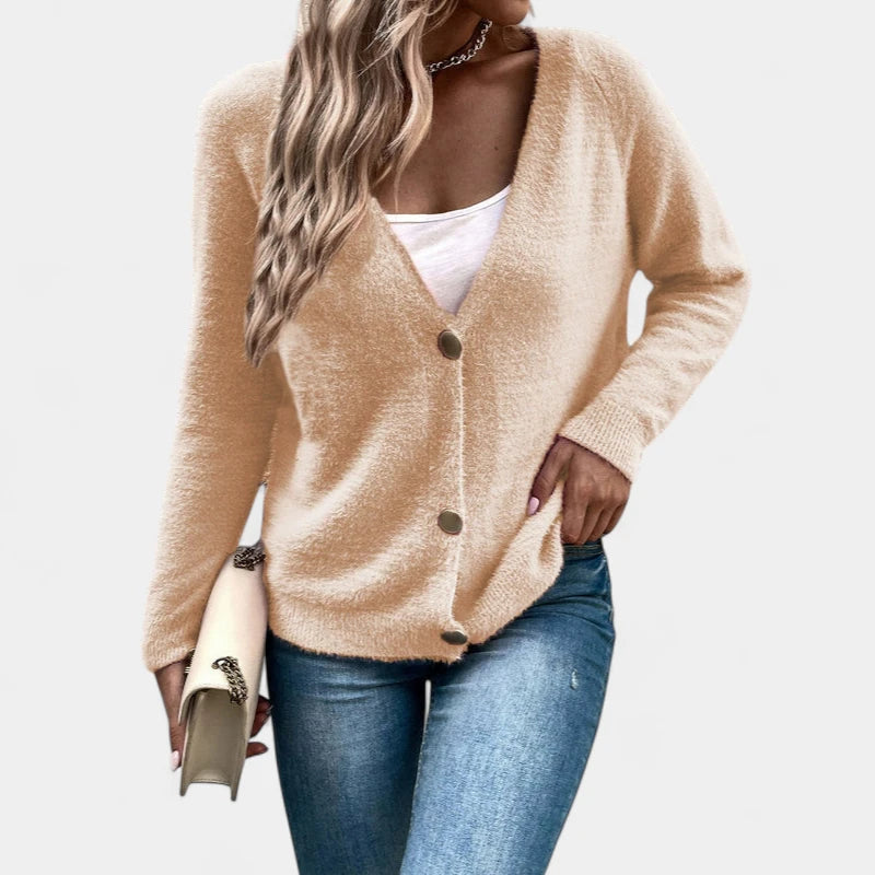 Gleame.-Truien &amp; Vesten-Gleame Damescardigan - V-hals knoopsluiting cardigan