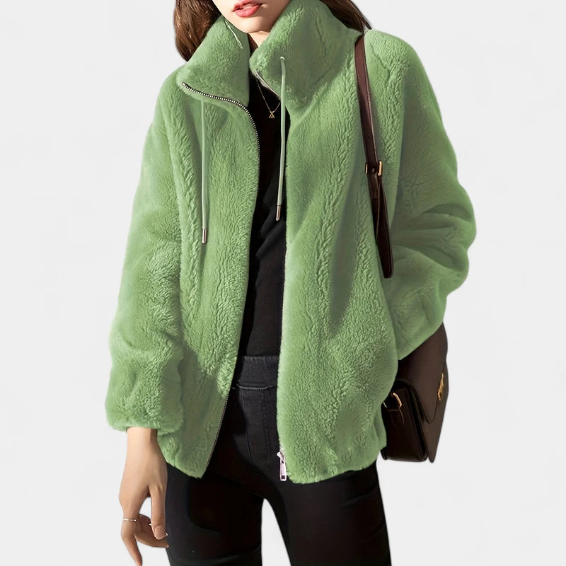 Gleame.-Truien & Vesten-Gleame Damesjas - Casual open voorzijde zip-up jas met lange mouwen