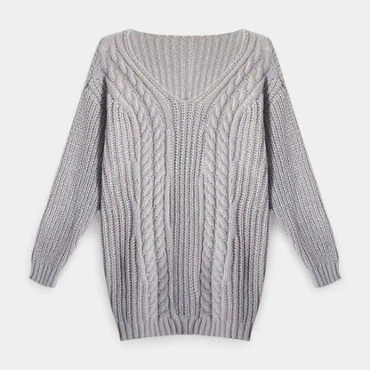 Gleame.-Truien &amp; Vesten-Gleame Damesshirt - Comfortabele trui met V-hals en kabelpatroon