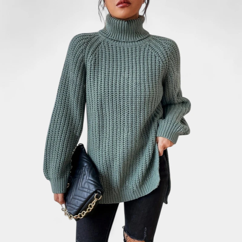 Gleame.-Truien &amp; Vesten-Gleame Damesshirt - Warme trui met hoge kraag en lange mouwen