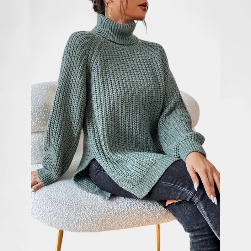 Gleame.-Truien &amp; Vesten-Gleame Damesshirt - Warme trui met hoge kraag en lange mouwen