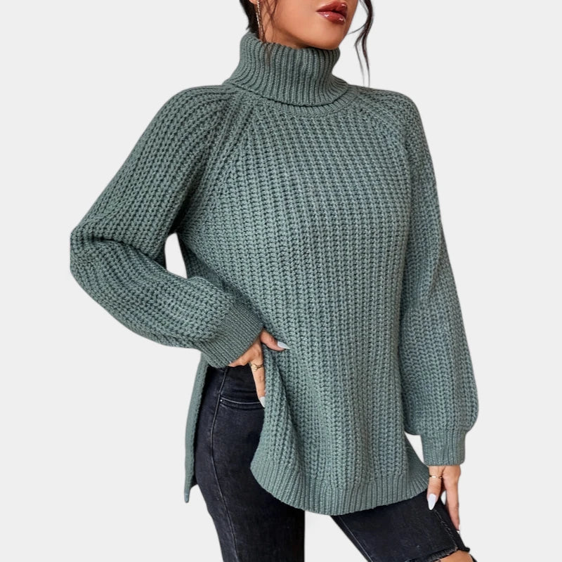 Gleame.-Truien & Vesten-Gleame Damesshirt - Warme trui met hoge kraag en lange mouwen
