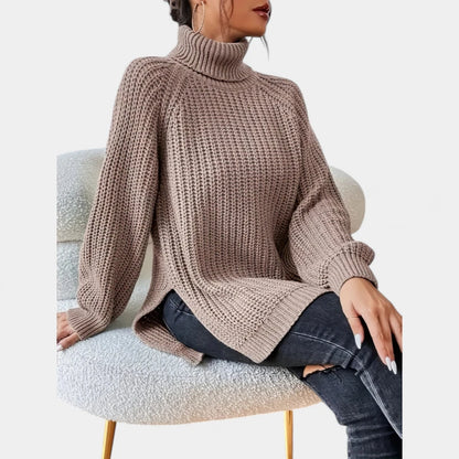 Gleame.-Truien &amp; Vesten-Gleame Damesshirt - Warme trui met hoge kraag en lange mouwen