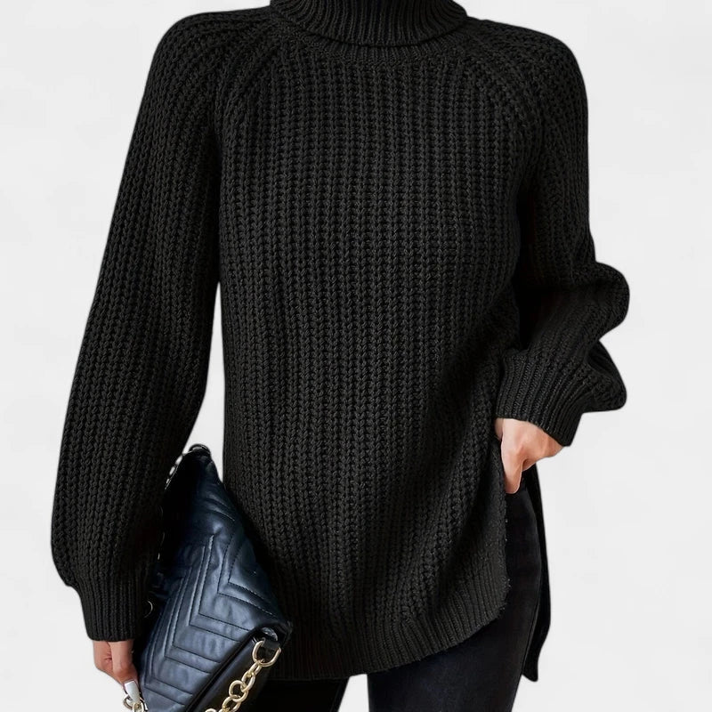 Gleame.-Truien &amp; Vesten-Gleame Damesshirt - Warme trui met hoge kraag en lange mouwen