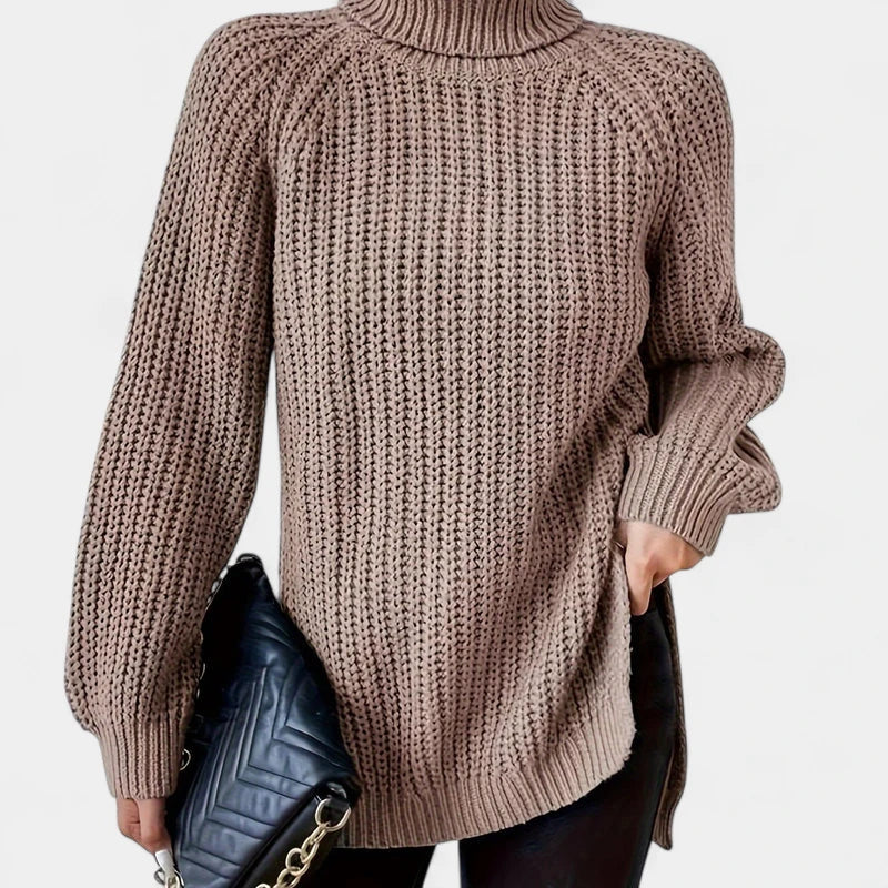 Gleame.-Truien &amp; Vesten-Gleame Damesshirt - Warme trui met hoge kraag en lange mouwen