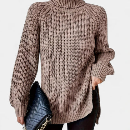 Gleame.-Truien &amp; Vesten-Gleame Damesshirt - Warme trui met hoge kraag en lange mouwen