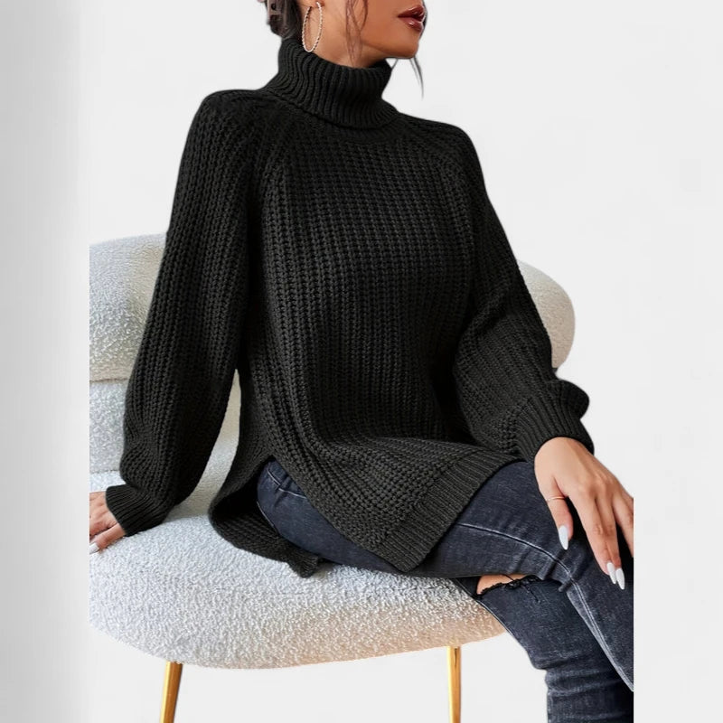 Gleame.-Truien &amp; Vesten-Gleame Damesshirt - Warme trui met hoge kraag en lange mouwen