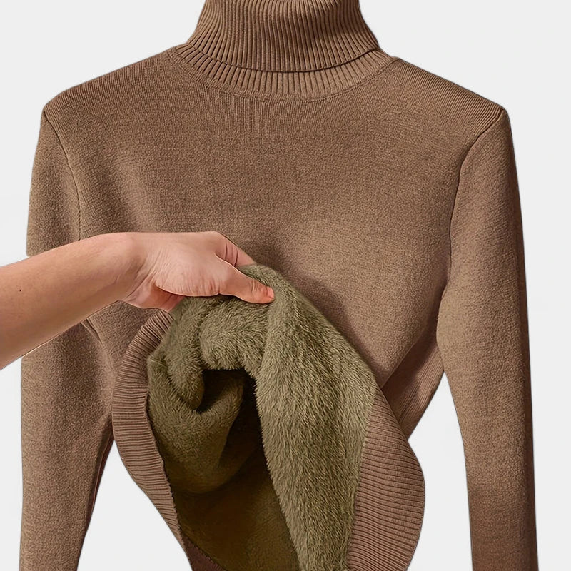 Gleame.-Truien &amp; Vesten-Gleame Damestrui - Casual hoge hals turtleneck trui met zachte voering