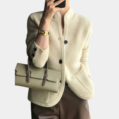 Gleame.-Truien &amp; Vesten-Gleame Damesvest - Gebreid vest met knoopsluiting en lange mouwen