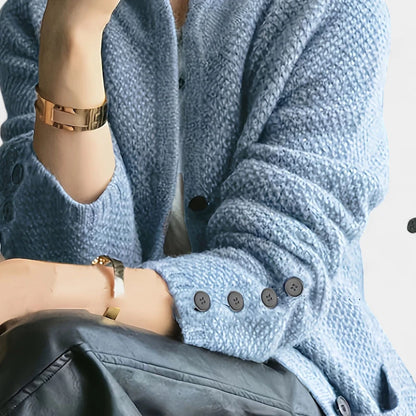 Gleame.-Truien &amp; Vesten-Gleame Damesvest - Gebreid vest met knoopsluiting en lange mouwen