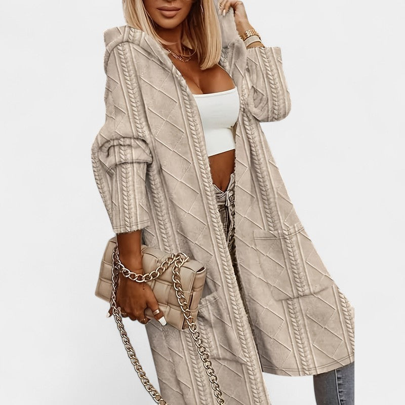 Gleame.-Truien &amp; Vesten-Gleame Damesvest - Lang casual vest met capuchon en zakken