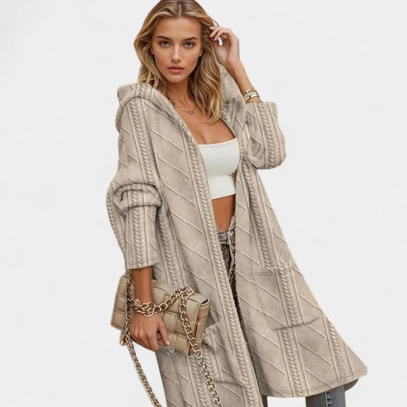 Gleame.-Truien & Vesten-Gleame Damesvest - Lang casual vest met capuchon en zakken