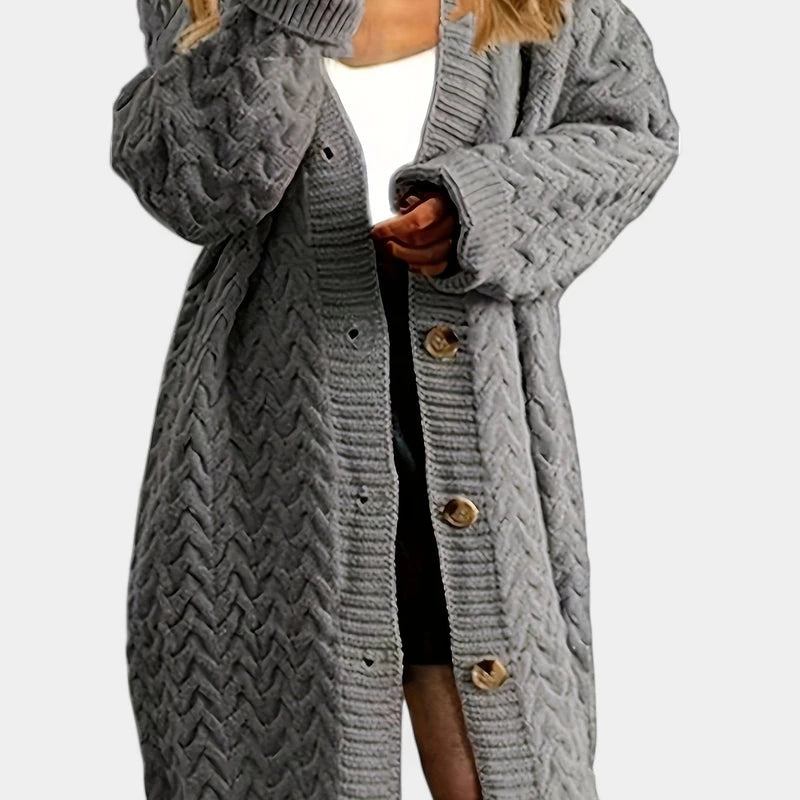 Gleame.-Truien &amp; Vesten-Gleame Damesvest - Lang vest met knoopsluiting en gebreide details