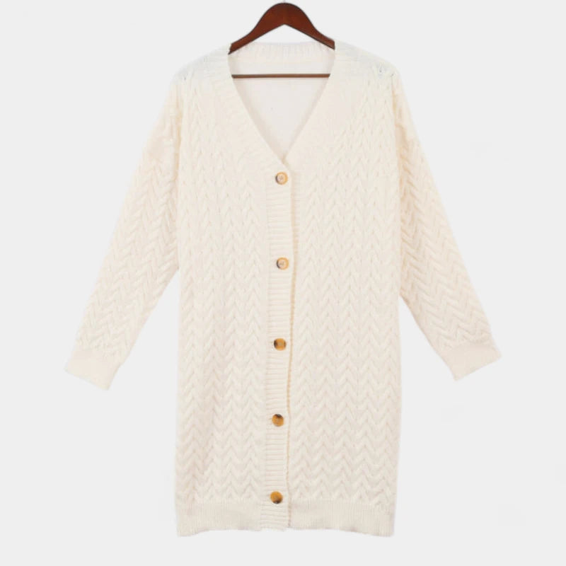 Gleame.-Truien &amp; Vesten-Gleame Damesvest - Lang vest met knoopsluiting en gebreide details