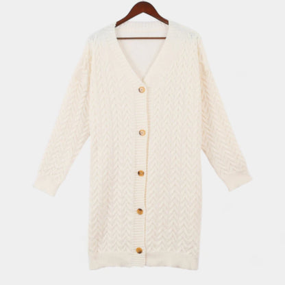 Gleame.-Truien &amp; Vesten-Gleame Damesvest - Lang vest met knoopsluiting en gebreide details