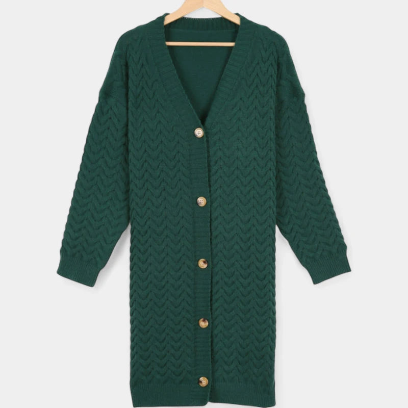 Gleame.-Truien &amp; Vesten-Gleame Damesvest - Lang vest met knoopsluiting en gebreide details