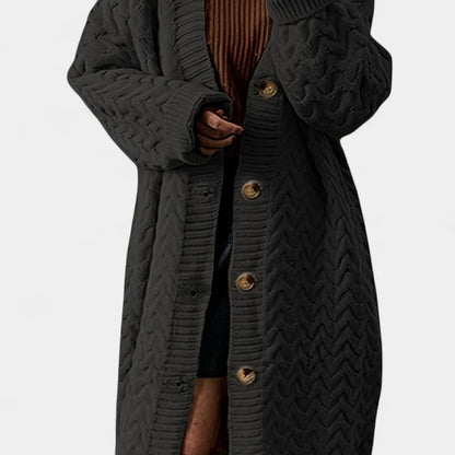 Gleame.-Truien &amp; Vesten-Gleame Damesvest - Lang vest met knoopsluiting en gebreide details