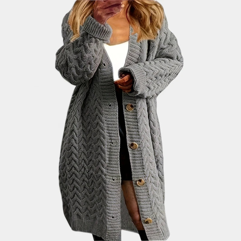 Gleame.-Truien &amp; Vesten-Gleame Damesvest - Lang vest met knoopsluiting en gebreide details