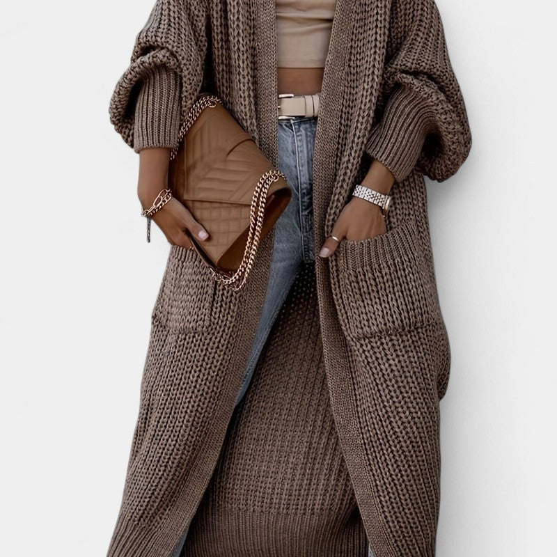 Gleame.-Truien &amp; Vesten-Gleame Damesvest - Lang vest met lange mouwen en verfijnde uitstraling