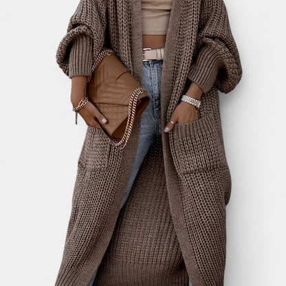 Gleame.-Truien &amp; Vesten-Gleame Damesvest - Lang vest met lange mouwen en verfijnde uitstraling