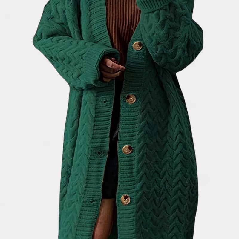 Gleame.-Truien &amp; Vesten-Gleame Damesvest - Lang vest met knoopsluiting en gebreide details